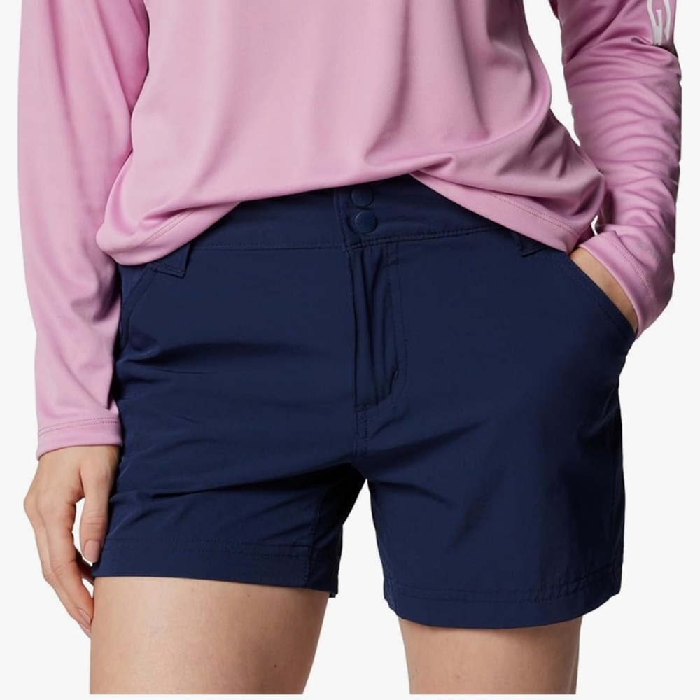 Columbia Women's PFG Coral Point III Collegiate Navy Short Sz 4 EUC